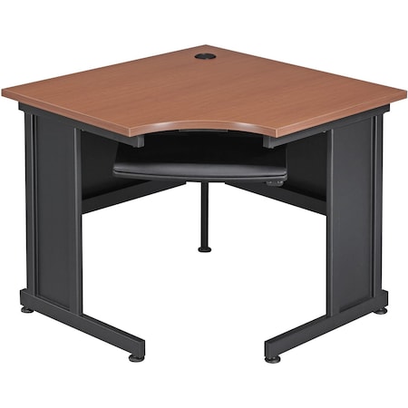 Interion By Global Industrial Corner Desk, 36 in D X 30 in H, 36 in W X Steel Frame, Laminate Top, Cherry 240347CH